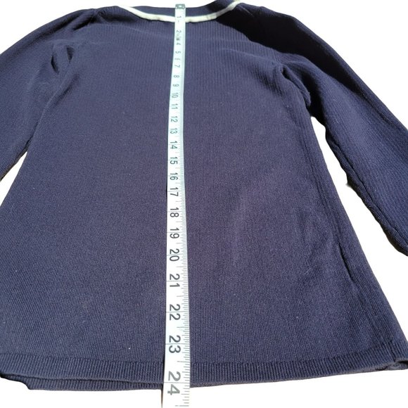 Ann Taylor Women Blue Long Poet Sleeve Knit Top Chic Around Neck Size X Small - Picture 8 of 10
